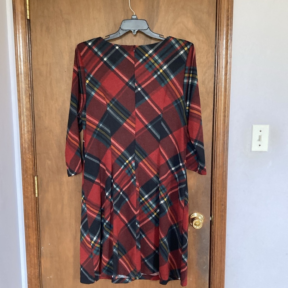 Connected dress plaid print w pockets some stretch casual office 18W - Picture 10 of 17